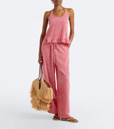 Montce Gingham seersucker wide-leg pants | Thumbnail 4