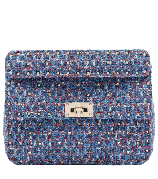 Valentino Garavani Rockstud Spike Medium tweed top-handle bag