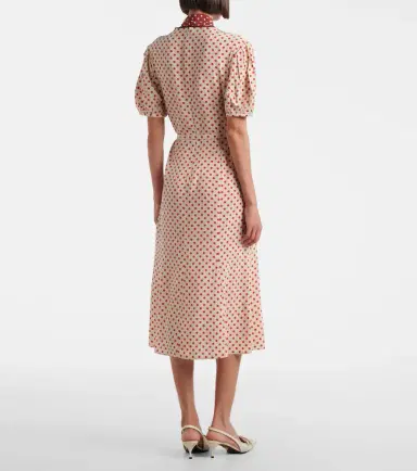 Prada Scarf-detail polka-dot silk midi dress | Thumbnail 2