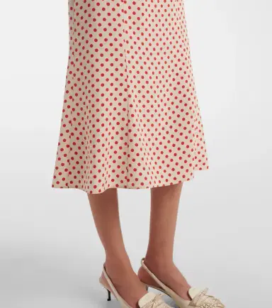 Prada Scarf-detail polka-dot silk midi dress | Thumbnail 4