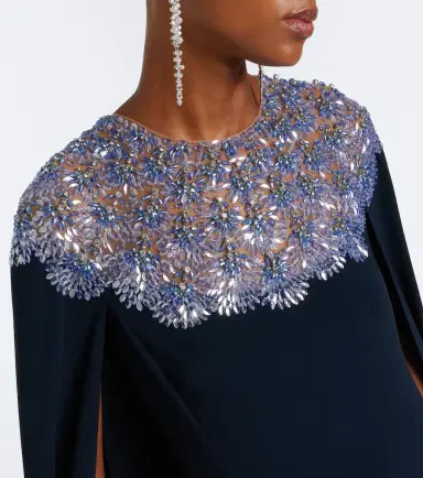Oscar de la Renta Embellished caped silk-blend gown | Thumbnail 2 Oscar de la Renta Embellished caped silk-blend gown | Thumbnail 2