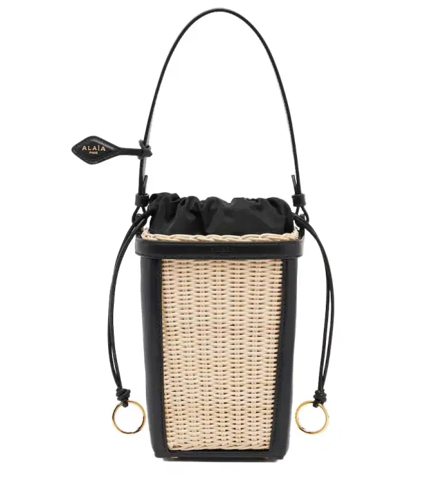 Alaia Alaïa Small wicker and leather bucket bag