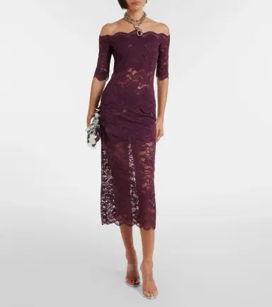 Rabanne Floral lace midi skirt | Thumbnail 4