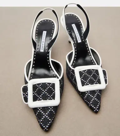 Manolo Blahnik Mayslibi raffia-effect slingback pumps | Thumbnail 2 Manolo Blahnik Mayslibi raffia-effect slingback pumps | Thumbnail 2