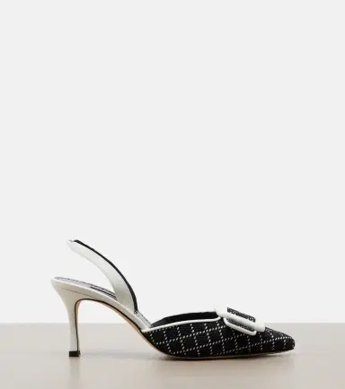 Manolo Blahnik Mayslibi raffia-effect slingback pumps | Thumbnail 3 Manolo Blahnik Mayslibi raffia-effect slingback pumps | Thumbnail 3