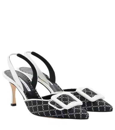 Manolo Blahnik Mayslibi raffia-effect slingback pumps | Thumbnail 1 Manolo Blahnik Mayslibi raffia-effect slingback pumps | Thumbnail 1