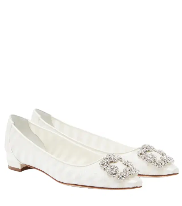 Manolo Blahnik Hangisi embellished organza ballet flats