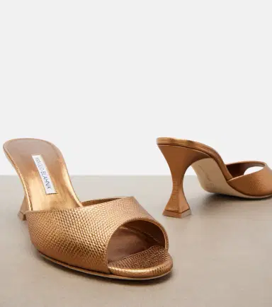 Manolo Blahnik Jadaron metallic leather mules | Thumbnail 2