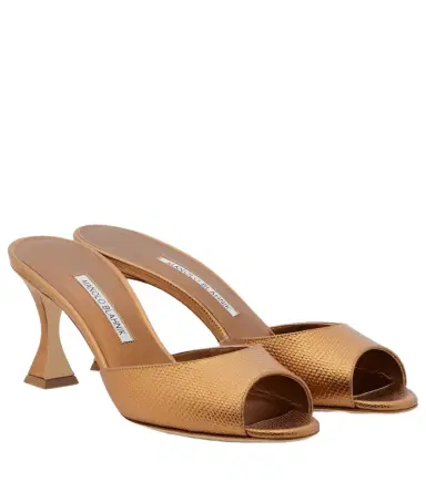 Manolo Blahnik Jadaron metallic leather mules | Thumbnail 1
