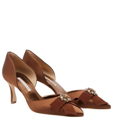 Manolo Blahnik Apidosa embellished satin pumps | Thumbnail 1