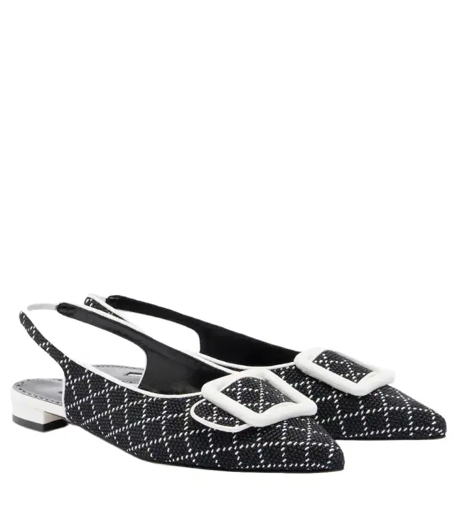 Maylura raffia-effect slingback flats