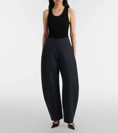 Alaïa Alaïa Wool crêpe barrel-leg pants | Thumbnail 3
