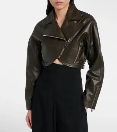 Alaïa Alaïa Cropped leather biker jacket | Thumbnail 2 Alaïa Alaïa Cropped leather biker jacket | Thumbnail 2