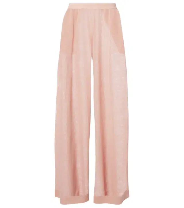 Alaïa Semi-sheer linen and silk wide-leg pants