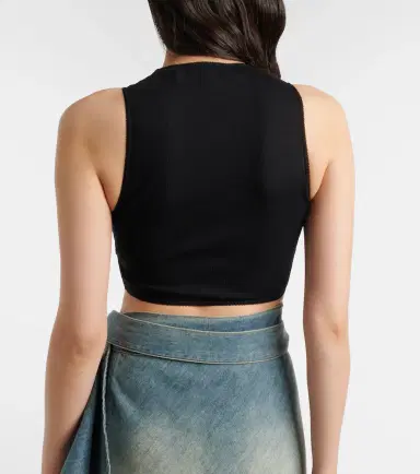 Alaïa Alaïa Ribbed-knit jersey crop top | Thumbnail 3
