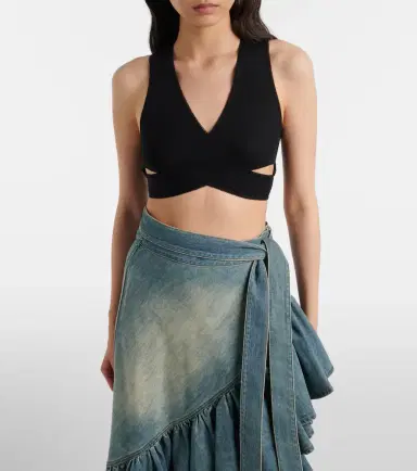 Alaïa Alaïa Ribbed-knit jersey crop top | Thumbnail 4