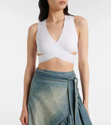 Alaïa Alaïa Ribbed-knit jersey crop top | Thumbnail 2