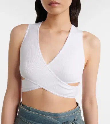 Alaïa Alaïa Ribbed-knit jersey crop top | Thumbnail 5