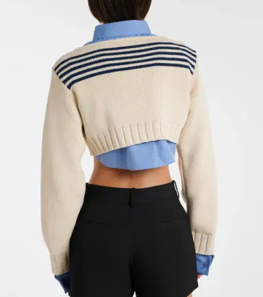 Balenciaga Striped cropped cotton sweater | Thumbnail 4