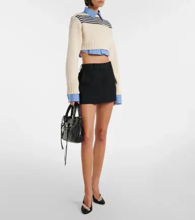 Balenciaga Striped cropped cotton sweater | Thumbnail 5