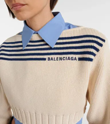 Balenciaga Striped cropped cotton sweater | Thumbnail 6