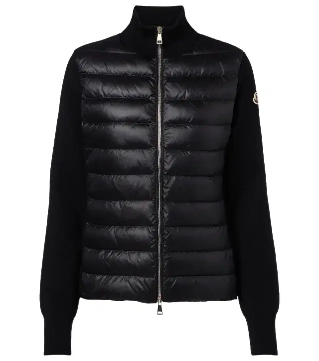 Down-paneled virgin wool cardigan