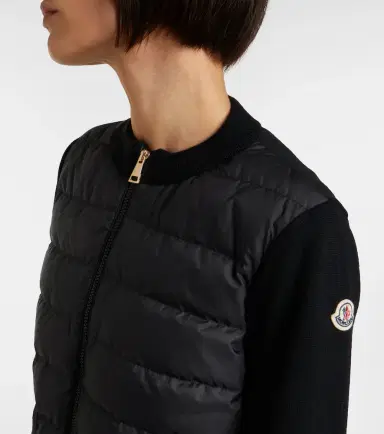 Moncler Down-paneled virgin wool cardigan | Thumbnail 3 Moncler Down-paneled virgin wool cardigan | Thumbnail 3