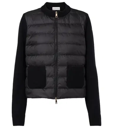 Moncler Down-paneled virgin wool cardigan | Thumbnail 1 Moncler Down-paneled virgin wool cardigan | Thumbnail 1