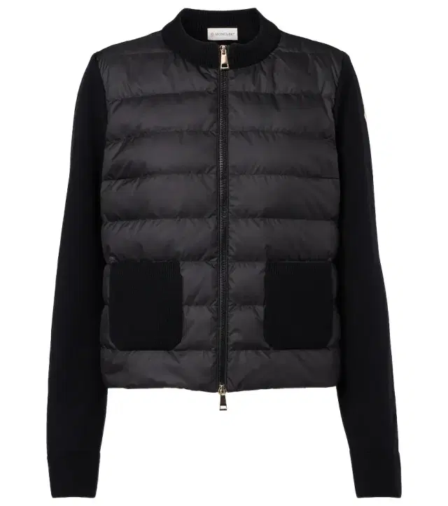 Down-paneled virgin wool cardigan