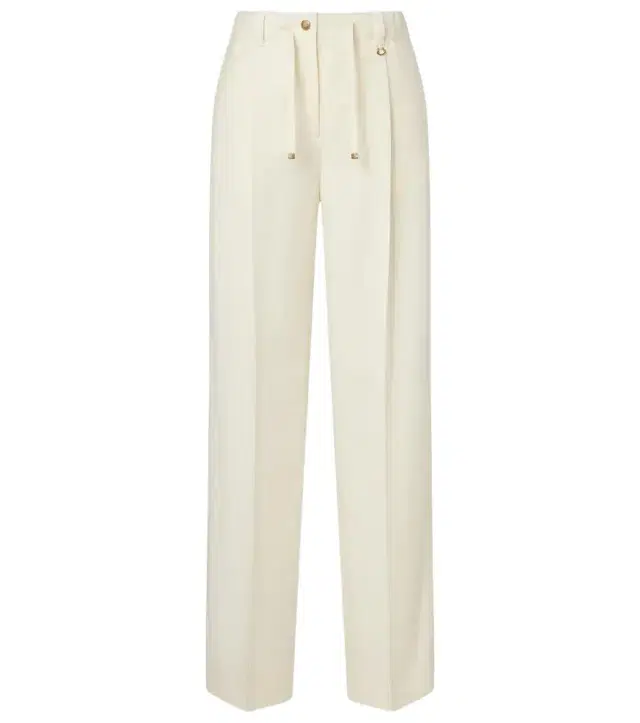 Pleated virgin wool straight pants