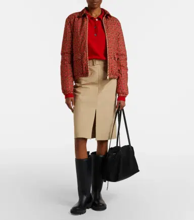 Moncler Belted cotton pencil skirt | Thumbnail 3