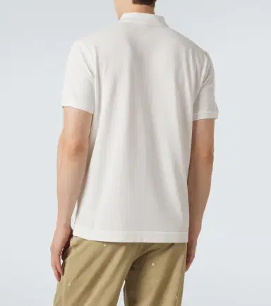 Moncler eather-trimmed cotton piqué polo shirt | Thumbnail 3