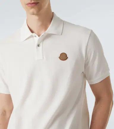 Moncler eather-trimmed cotton piqué polo shirt | Thumbnail 4