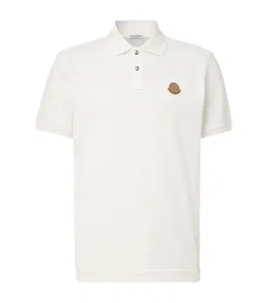 Moncler eather-trimmed cotton piqué polo shirt | Thumbnail 1