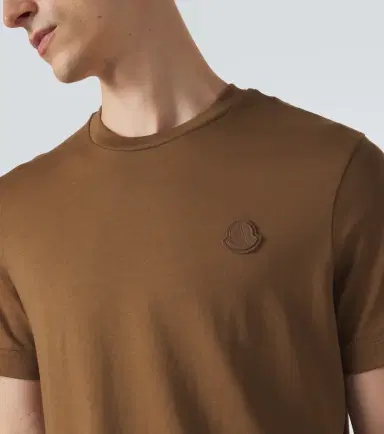 Moncler Leather-trimmed cotton jersey T-shirt | Thumbnail 3 Moncler Leather-trimmed cotton jersey T-shirt | Thumbnail 3