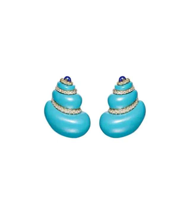 Yvonne Léon Coquillage 9kt gold earrings with gemstones