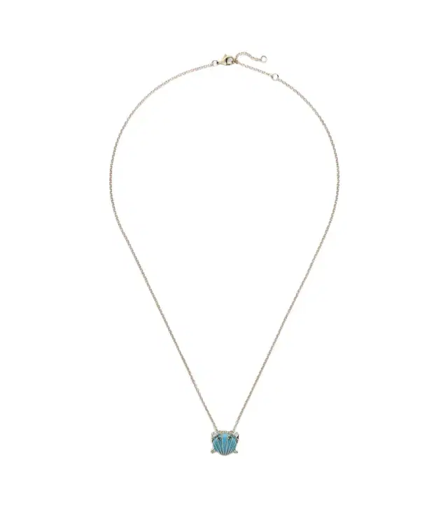Yvonne Leon Yvonne Léon Crabe Coquillage 9kt gold pendant necklace with turquoise and diamonds