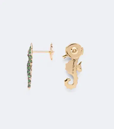 Yvonne Léon Yvonne Léon Hippocampe 18kt gold earrings with gemstones | Thumbnail 2