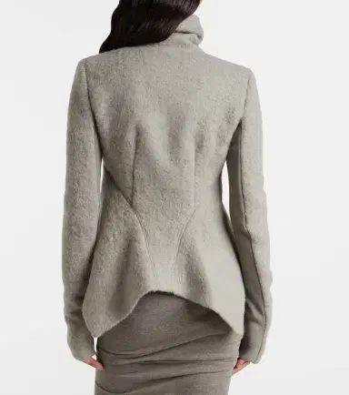 Rick Owens Asymmetric alpaca and wool-blend jacket | Thumbnail 3 Rick Owens Asymmetric alpaca and wool-blend jacket | Thumbnail 3