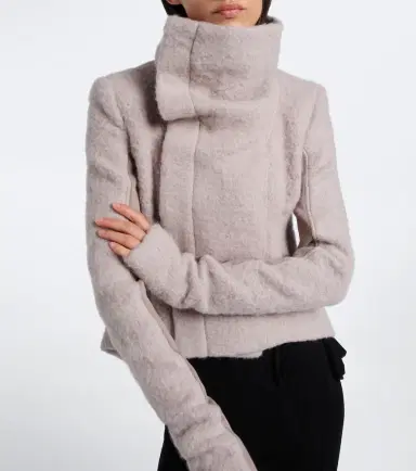 Rick Owens Asymmetric alpaca and wool-blend jacket | Thumbnail 2 Rick Owens Asymmetric alpaca and wool-blend jacket | Thumbnail 2