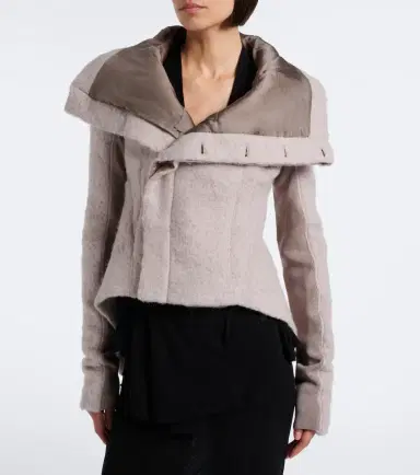 Rick Owens Asymmetric alpaca and wool-blend jacket | Thumbnail 6 Rick Owens Asymmetric alpaca and wool-blend jacket | Thumbnail 6