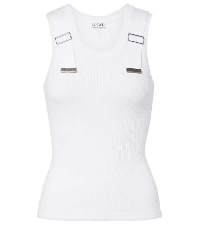 Ribbed-knit cotton-blend tank top