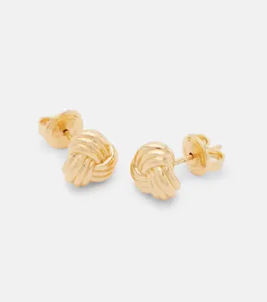 Bottega Veneta Intreccio 18kt gold-plated sterling silver earrings | Thumbnail 3