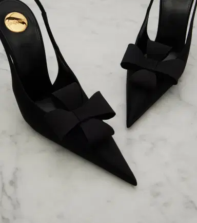 Saint Laurent Tea bow-detail satin slingback pumps | Thumbnail 2
