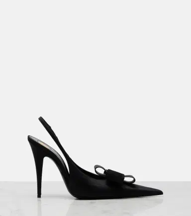 Saint Laurent Tea bow-detail satin slingback pumps | Thumbnail 3