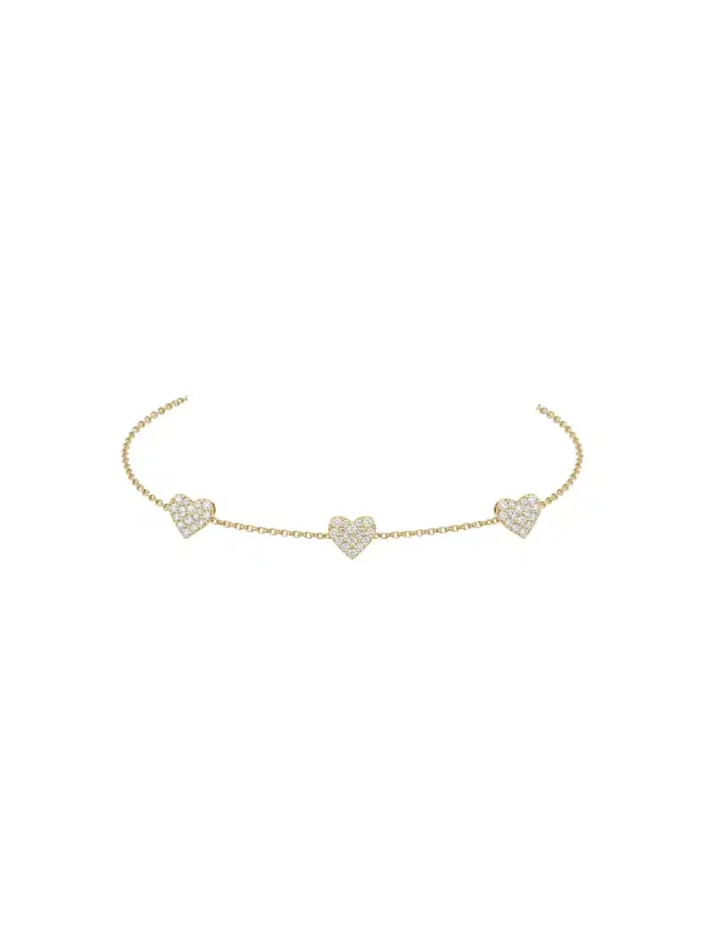 Wish Fine Jewelry 0.33ct Diamond 18K Gold Stationed Heart Chain Bracelet