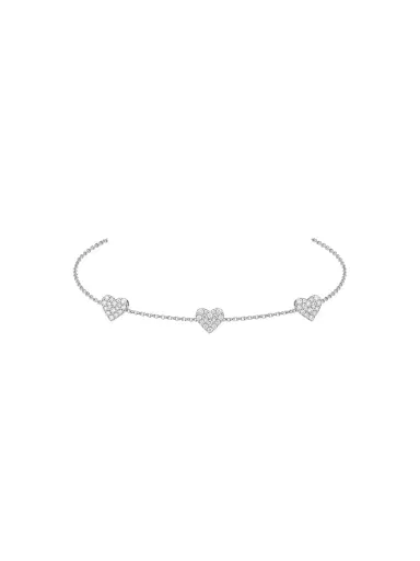Wish Fine Jewelry 0.33ct Diamond 18K Gold Stationed Heart Chain Bracelet | Thumbnail 1