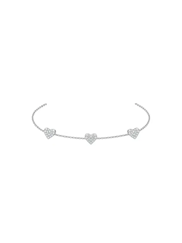 Wish Fine Jewelry 0.33ct Diamond 18K Gold Stationed Heart Chain Bracelet