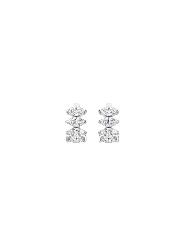 Wish Fine Jewelry 2.49ct Diamond 18K Gold Huggie Marquis Hoop Earrings