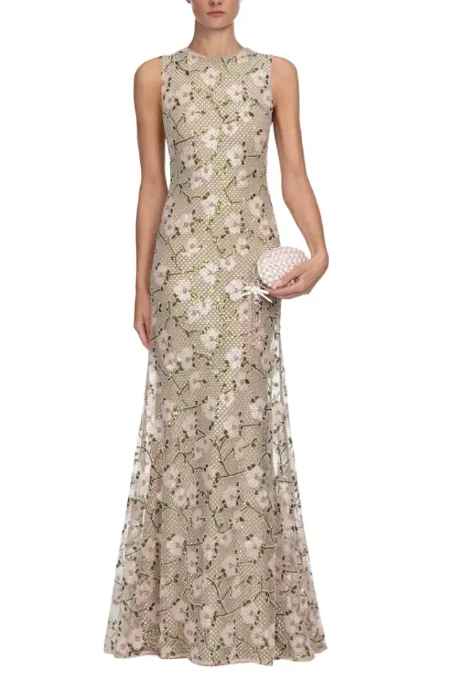 Rhinestone Floral Maxi Dress
